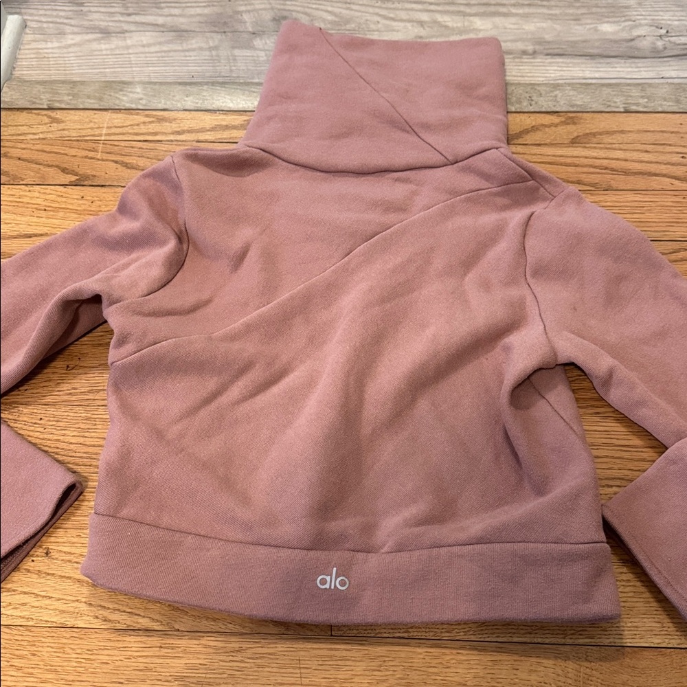 ALO Yoga Dusty Rose Cropped Funnel Neck Sweatshirt - Picture 4 of 6